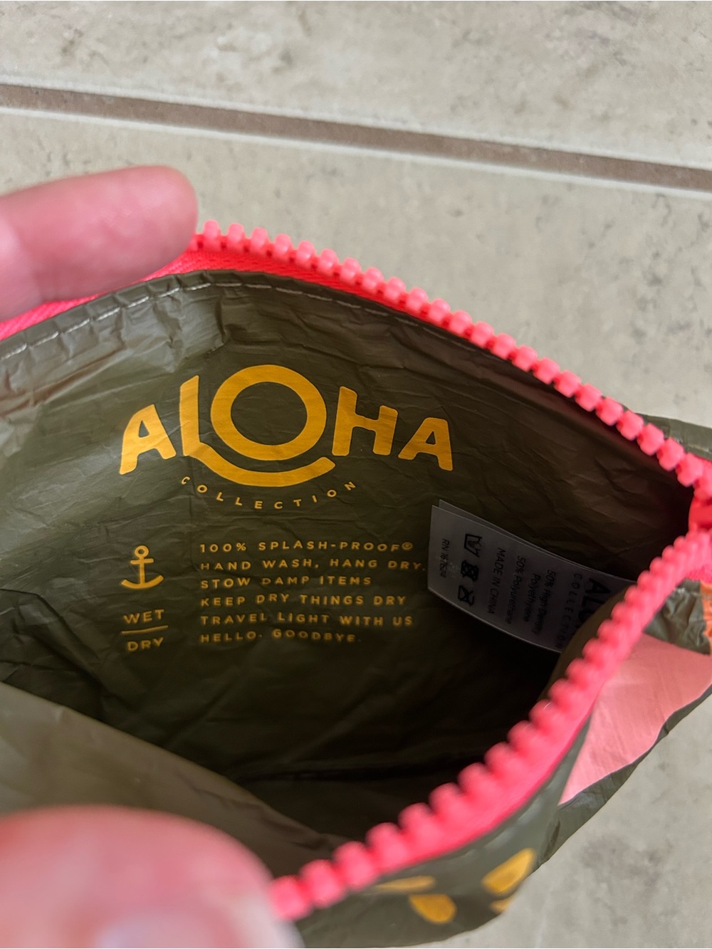 Aloha Collection Mini Moorea Pouch in Bellini/Olive - Picture 3 of 5